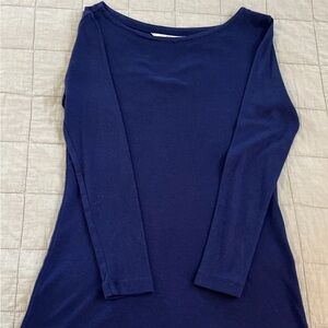 Vineyard Vines Women’s Subtle Long-Sleeve Marine-Blue Boatneck Tee NWOT XS